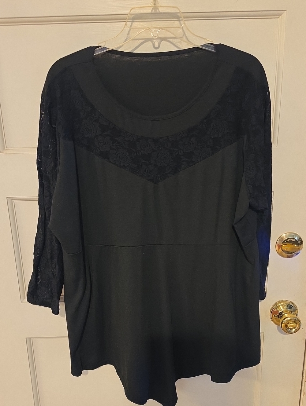 SHEIN Black Lace Yoke Scoop Neck Tunic